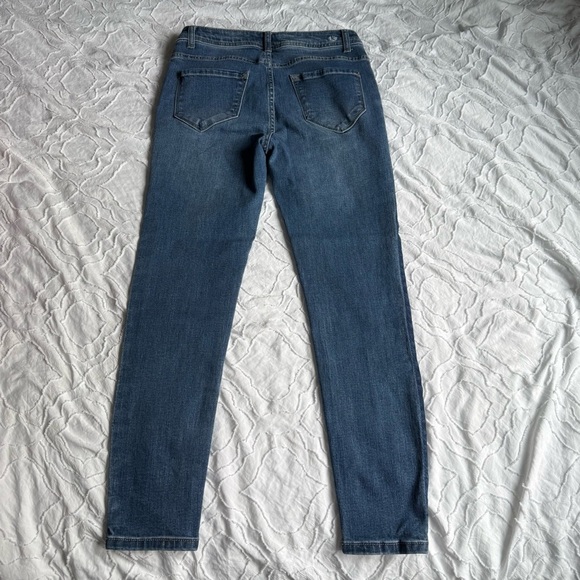 Kensie Blue Skinny Jeans Medium Wash with Dark Wash Detail - Picture 8 of 9